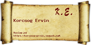 Korcsog Ervin névjegykártya